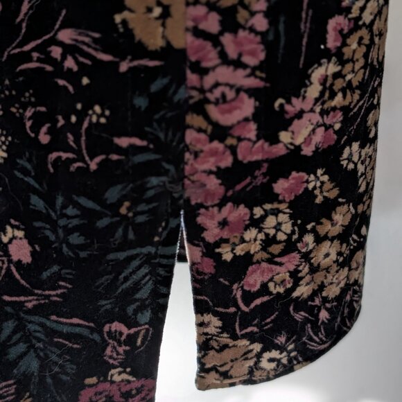 Vtg 70s Velvet Floral Jacket Dark Academia Boho Artsy Coat Botanical Witch - Picture 6 of 7